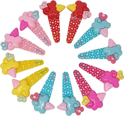 

Evolution Cute & Funky Icecream Cone, Dimond Heart Printed Glossy Multicolored Kids Snap Hair Clips, SmallFor Kids / Girls Tic Tac Clip(Multicolor)