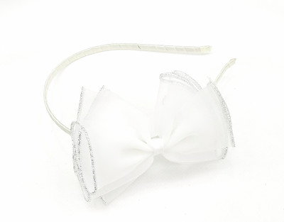 

fairytale Bow fascinator hair band Head Band(Silver, White)