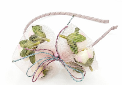 

fairytale big bow with flower fascinator hair band Head Band(Pink)