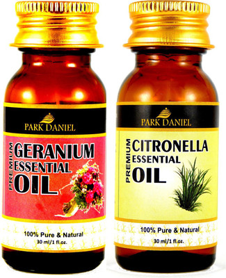 

Park Daniel Pure and Natural Geranium and Citronella Essential oil combo of 2 bottles of 30 ml(60 ml) Hair Oil(60 ml)