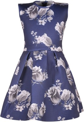 FabTag  - TINY TOON Girls Mini/Short Casual Dress(Blue, Sleeveless)