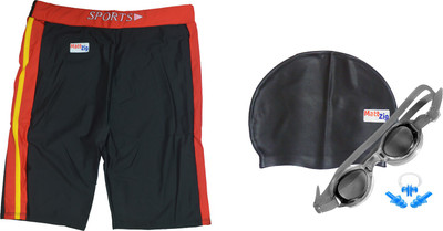 

MattZig Dazzy (One Swimming Trunk + Cap + Goggle + One Nose Clip + One Pair ear Plugs) Swimming Kit