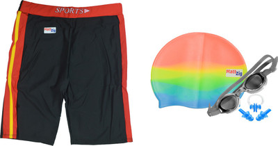 

MattZig Dazzy (One Swimming Trunk + Cap + Goggle + One Nose Clip + One Pair ear Plugs) Swimming Kit