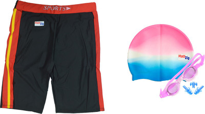 

MattZig Dazzy (One Swimming Trunk + Cap + Goggle + One Nose Clip + One Pair ear Plugs) Swimming Kit