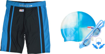 

MattZig Dazzy (One Swimming Trunk + Cap + Goggle + One Nose Clip + One Pair ear Plugs) Swimming Kit