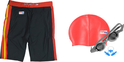 

MattZig Dazzy (One Swimming Trunk + Cap + Goggle + One Nose Clip + One Pair ear Plugs) Swimming Kit