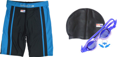 

MattZig Dazzy (One Swimming Trunk + Cap + Goggle + One Nose Clip + One Pair ear Plugs) Swimming Kit