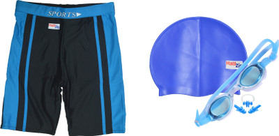 

MattZig Dazzy (One Swimming Trunk + Cap + Goggle + One Nose Clip + One Pair ear Plugs) Swimming Kit