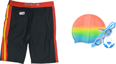 

MattZig Dazzy (One Swimming Trunk + Cap + Goggle + One Nose Clip + One Pair ear Plugs) Swimming Kit