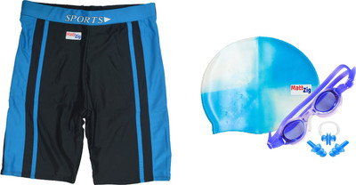 

MattZig Dazzy (One Swimming Trunk + Cap + Goggle + One Nose Clip + One Pair ear Plugs) Swimming Kit