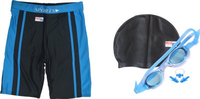 

MattZig Dazzy (One Swimming Trunk + Cap + Goggle + One Nose Clip + One Pair ear Plugs) Swimming Kit