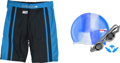 

MattZig Dazzy (One Swimming Trunk + Cap + Goggle + One Nose Clip + One Pair ear Plugs) Swimming Kit