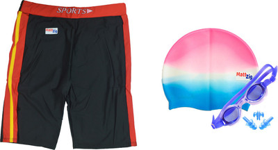 

MattZig Dazzy (One Swimming Trunk + Cap + Goggle + One Nose Clip + One Pair ear Plugs) Swimming Kit