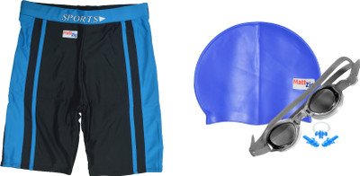 

MattZig Dazzy (One Swimming Trunk + Cap + Goggle + One Nose Clip + One Pair ear Plugs) Swimming Kit