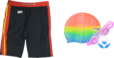 

MattZig Dazzy (One Swimming Trunk + Cap + Goggle + One Nose Clip + One Pair ear Plugs) Swimming Kit