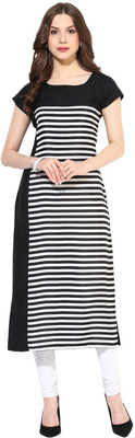 FabTag - Krapal Women Striped Straight Kurta(Black, White) Flipkart