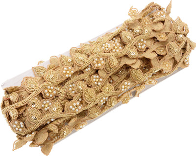 

Fabric and Lace LC001 Beige Color Machine Made floral Embroidery Lace Reel(Pack of 1)