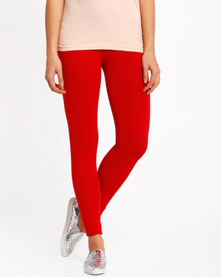 PI World Ankle Length  Ethnic Wear Legging(Red, Solid)