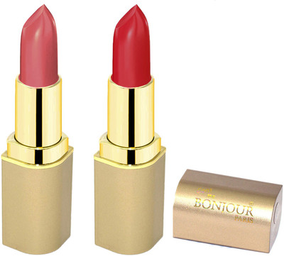Bonjour Paris Creamy Matte Lipsticks C3(red, nude, 8 g)