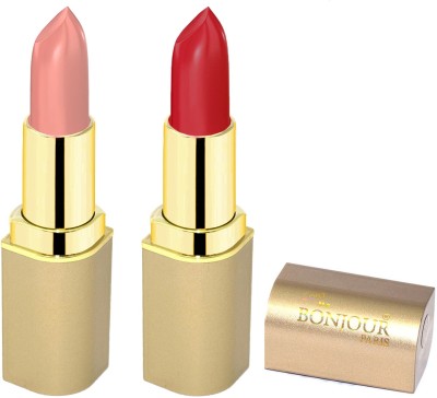 

Bonjour Paris Creamy Matte Lipsticks C2(red, nude, 8 g)