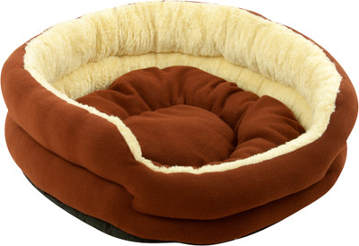 

PETSHUB PetsHub's Elite Super Soft Brown & Beige Furr Reversible DOG & CAT bed (Export Quality)-Medium M Pet Bed(Beige, Brown)