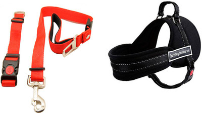 

Sobo Dog Harness Set With Multi-function Rope (With Car Seat Safety Lock) Dog Harness & Leash(, Red/Black