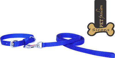 

Sicons Pet fashion Dog Leash & Collar Nylon  Plain Blue Colour 3/4Inch Dog Collar & Leash(, Blue Color