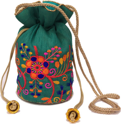 

HS Bag's Ethnic Desinger Embroidred Potli(Green)