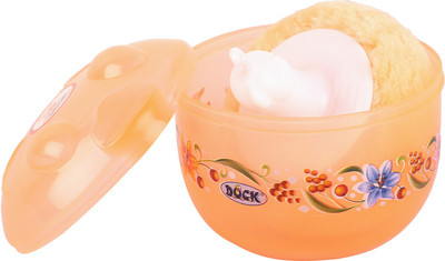 

Poddar Fashion Square Unbreakable Opaque New Born Baby Soft Gentle Touch Face Body Talcum Powder Easy to Refill Puff Cosmetic Storage Spong Container Villus Total Hygiene Cylindrical Powder Containe(Light Orange)