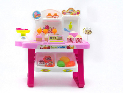 

Alpyog Mini Super Market Play Set With Lights & Sounds Learning Pink Toy For Kids