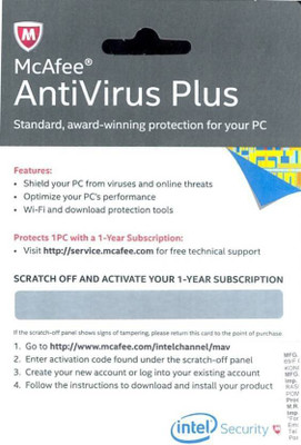 

mcafee antivirus activison card Anti-virus 1 User 1 Year