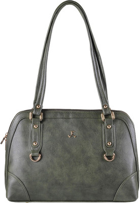 Mochi Women Casual Green Rexine Hand-held Bag