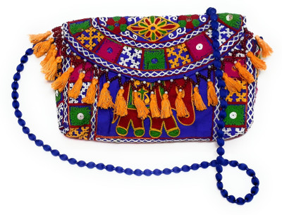 

Unique Fashion Women Evening/Party, Casual, Formal Blue, Multicolor Cotton, Silk Sling Bag