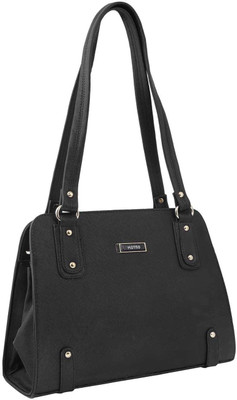 

Metro Women Formal Black Rexine Hand-held Bag