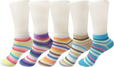 Chartbusters Women Striped Ankle Length(Pack of 5)