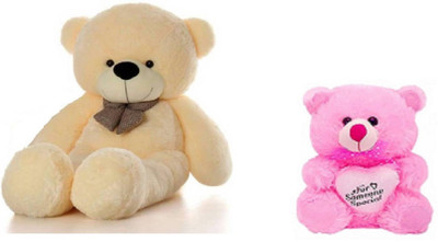 

Arvel 3 feet cream and 18 cm pink combo of gift teddy / love teddy /hug able teddy / soft teddy / plush teddy - 95.6 cm(Cream, Pink)