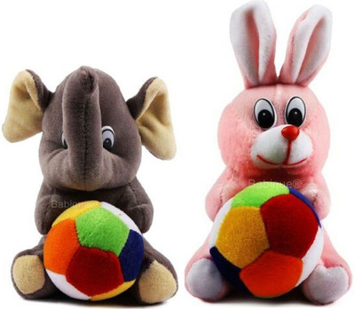 

Babique Teddy Bear Soft Toy Elephant & Rabbit Animal kids birthday Gift Stuffed Soft Plush Toy Love (2pc) - 19 cm(Multicolor)