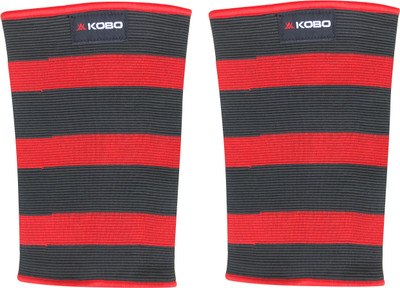 

Kobo Elasticized-Fabric Knee Sleeves Knee Support (L, Red)