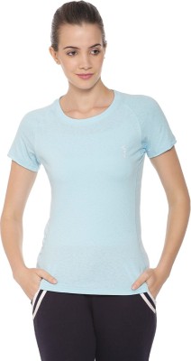 CAMPUS SUTRA Solid Women Round Neck Light Blue T-Shirt