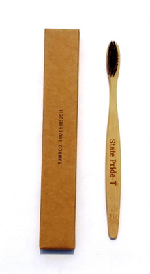 

State Pride-T Biodegradable Bamboo Toothbrush for Adults - Pack of 1| Eco Toothbrushes | 100% Biodegradable Handle | Brown Colours Medium Bristles | Recyclable Medium Toothbrush