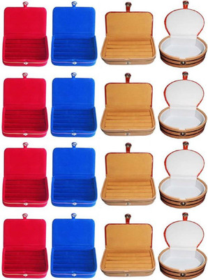 

shivanshshine COmbo Pack 4 pc blue ear Ring box 4 pc red ear ring folder 4 pc bangle box Jewellery Storage Vanity Box(Multicolor)