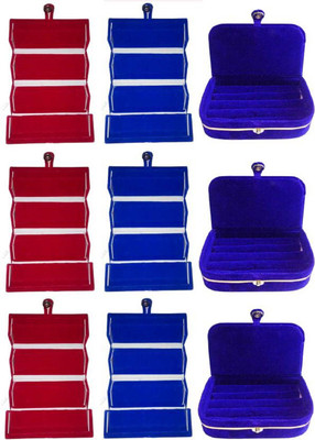 

shivanshshine Combo Pack 3 pc red earring folder 3 pc blue ear ring folder 3 pc blue ring Folder Jewellery Storage Vanity Box(Multicolor, Blue)