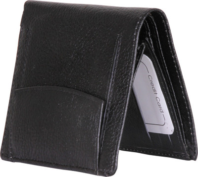 

WAIST LINERS Men Black Genuine Leather Wallet(10 Card Slots)