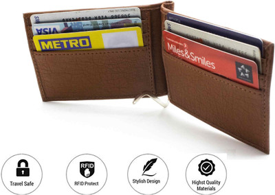 

Elegant Men Brown Artificial Leather Money Clip(6 Card Slots)