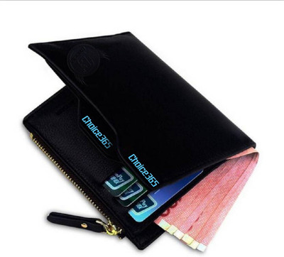 Choice365 Men Black Genuine Leather Wallet(10 Card Slots)