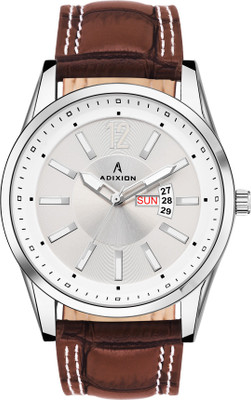 ADIXION 9322SL03 New Leather Strep day & date Stainless Steel Youth Watch Smart Analog Watch - For Men