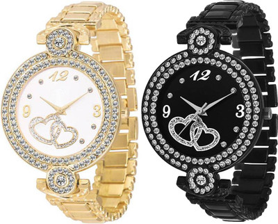 

AK GOLD&BLACK Strap ROUNDSHAP LIMITED~EDITION GIRL&Women Watch AK Watch - For Girls