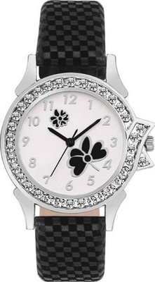 

TRUE KART New Unique Collection Black Flower Dial Leather Belt Watch - For Girls