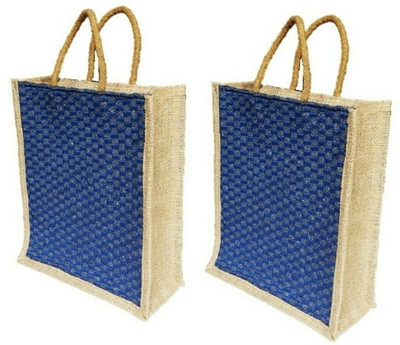 

ART ME Pack of 2, Jute Waterproof Lunch Bag(Blue, 7 L)