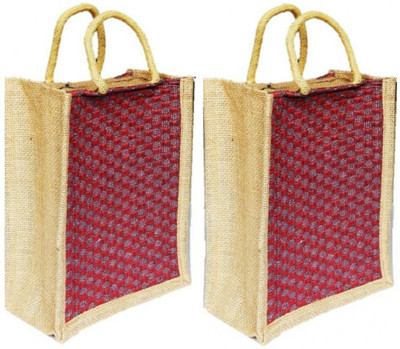 

ART ME Pack of 2, Jute Waterproof Multipurpose Bag(Red, 7 L)